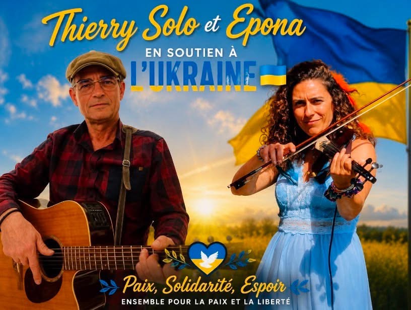 Thierry Solo et Epona en soutien à l’Ukraine : paix, solidarité et espoir.